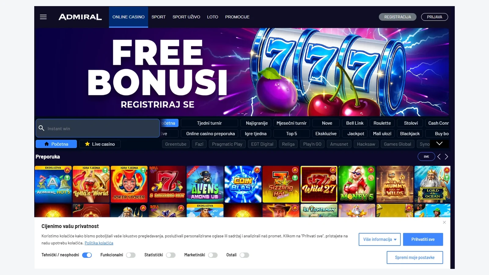 Admiral — Najbolji online casino u Europi za hrvatske igrače
